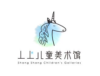 線條行動物品牌logo－丄上兒童美術(shù)館logo設(shè)計(jì)