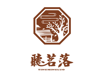 聽茗落普洱茶葉品牌logo設計logo設計